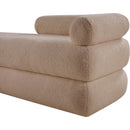 Meridian Kennedy Beige Faux Shearling Teddy Fabric Bench IMAGE 10