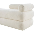  Color_Cream -- Kennedy Cream Teddy Fabric Upholstered Bench IMAGE 10