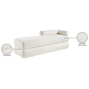  Color_Cream -- Kennedy Cream Chenille Fabric Upholstered Bench IMAGE 14