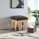  Color_Brown -- Altair Brown Velour Fur Fabric Upholstered Bench IMAGE 2
