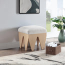 Color_Cream -- Altair Cream Velour Fur Fabric Upholstered Bench IMAGE 2
