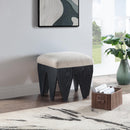  Color_Beige -- Meridian Altair Velour Fur Fabric Upholstered Bench IMAGE 2