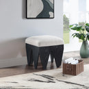  Color_Cream -- Altair Cream Velour Fur Fabric Upholstered Bench IMAGE 2