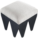  Color_Cream -- Altair Cream Velour Fur Fabric Upholstered Bench IMAGE 4