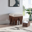  Color_Beige -- Meridian Altair Velour Fur Fabric Upholstered Bench IMAGE 2