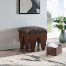 Color_Brown -- Altair Brown Velour Fur Fabric Upholstered Bench IMAGE 2