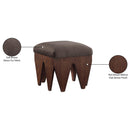  Color_Brown -- Altair Brown Velour Fur Fabric Upholstered Bench IMAGE 7