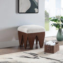  Color_Cream -- Altair Cream Velour Fur Fabric Upholstered Bench IMAGE 2