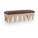  Color_Brown -- Altair Brown Velour Fur Fabric Upholstered Bench IMAGE 1