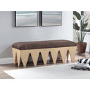  Color_Brown -- Altair Brown Velour Fur Fabric Upholstered Bench IMAGE 2