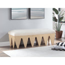  Color_Cream -- Altair Cream Velour Fur Fabric Upholstered Bench IMAGE 2