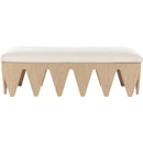  Color_Cream -- Altair Cream Velour Fur Fabric Upholstered Bench IMAGE 3