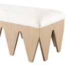  Color_Cream -- Altair Cream Velour Fur Fabric Upholstered Bench IMAGE 5