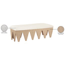  Color_Cream -- Altair Cream Velour Fur Fabric Upholstered Bench IMAGE 8