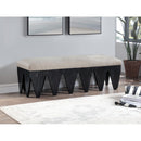  Color_Beige -- Meridian Altair Velour Fur Fabric Upholstered Bench IMAGE 2