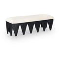  Color_Cream -- Altair Cream Velour Fur Fabric Upholstered Bench IMAGE 1