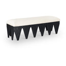 Meridian Altair Cream Velour Fur Fabric Bench IMAGE 1