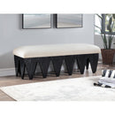  Color_Cream -- Altair Cream Velour Fur Fabric Upholstered Bench IMAGE 2