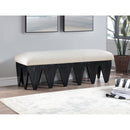 Meridian Altair Cream Velour Fur Fabric Bench IMAGE 2