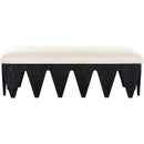  Color_Cream -- Altair Cream Velour Fur Fabric Upholstered Bench IMAGE 3