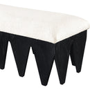  Color_Cream -- Altair Cream Velour Fur Fabric Upholstered Bench IMAGE 5