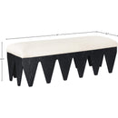  Color_Cream -- Altair Cream Velour Fur Fabric Upholstered Bench IMAGE 7