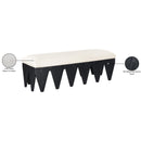  Color_Cream -- Altair Cream Velour Fur Fabric Upholstered Bench IMAGE 8
