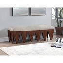  Color_Beige -- Meridian Altair Velour Fur Fabric Upholstered Bench IMAGE 2