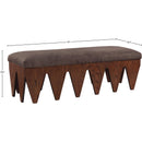  Color_Brown -- Altair Brown Velour Fur Fabric Upholstered Bench IMAGE 7