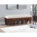  Color_Cream -- Altair Cream Velour Fur Fabric Upholstered Bench IMAGE 2