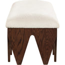  Color_Cream -- Altair Cream Velour Fur Fabric Upholstered Bench IMAGE 4