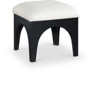 Meridian Lawson Cream Chenille Fabric Ottoman IMAGE 1