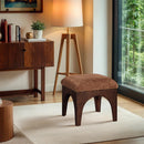Meridian Lawson Cognac Chenille Fabric Ottoman IMAGE 2
