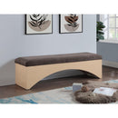  Color_Brown -- Lawson Brown Velour Fur Fabric Upholstered Bench IMAGE 2