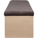  Color_Brown -- Lawson Brown Velour Fur Fabric Upholstered Bench IMAGE 4