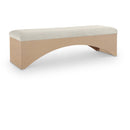 Meridian Lawson Cream Velour Fur Fabric Bench IMAGE 1