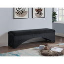  Color_Black -- Lawson Black Velour Fur Fabric Upholstered Bench IMAGE 2