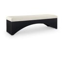 Meridian Lawson Cream Velour Fur Fabric Bench IMAGE 1