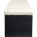  Color_Cream -- Lawson Cream Velour Fur Fabric Upholstered Bench IMAGE 4