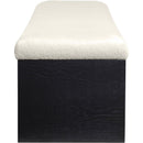 Meridian Lawson Cream Velour Fur Fabric Bench IMAGE 4