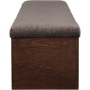  Color_Brown -- Lawson Brown Velour Fur Fabric Upholstered Bench IMAGE 4