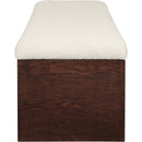  Color_Cream -- Lawson Cream Velour Fur Fabric Upholstered Bench IMAGE 4