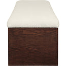 Meridian Lawson Cream Velour Fur Fabric Bench IMAGE 4