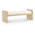 Color_Cream -- Sonia Cream Velour Fur Fabric Upholstered Bench IMAGE 1