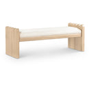  Color_Cream -- Sonia Cream Velour Fur Fabric Upholstered Bench IMAGE 1