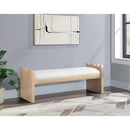  Color_Cream -- Sonia Cream Velour Fur Fabric Upholstered Bench IMAGE 2