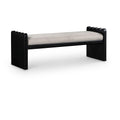  Color_Beige -- Meridian Sonia Velour Fur Fabric Upholstered Bench IMAGE 1