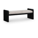  Color_Beige -- Meridian Sonia Velour Fur Fabric Upholstered Bench IMAGE 1