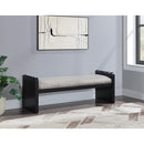  Color_Beige -- Meridian Sonia Velour Fur Fabric Upholstered Bench IMAGE 2