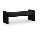  Color_Black -- Sonia Black Velour Fur Fabric Upholstered Bench IMAGE 1